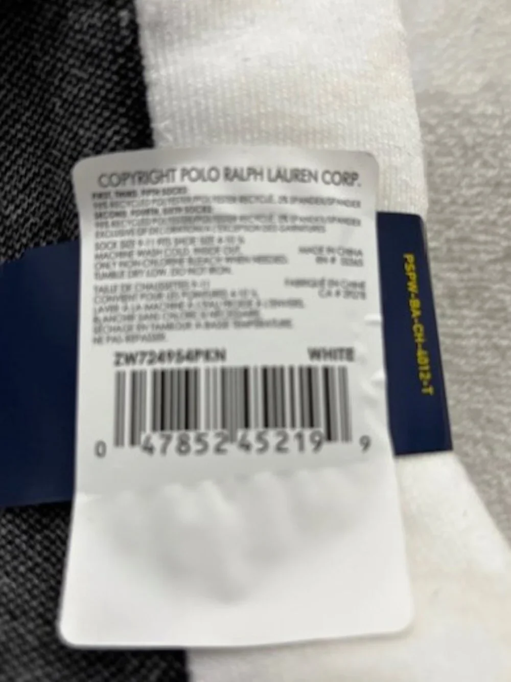 Polo Ralph Lauren 6-pack white quarter-bed socks with logo NWT Women's Size 9-11